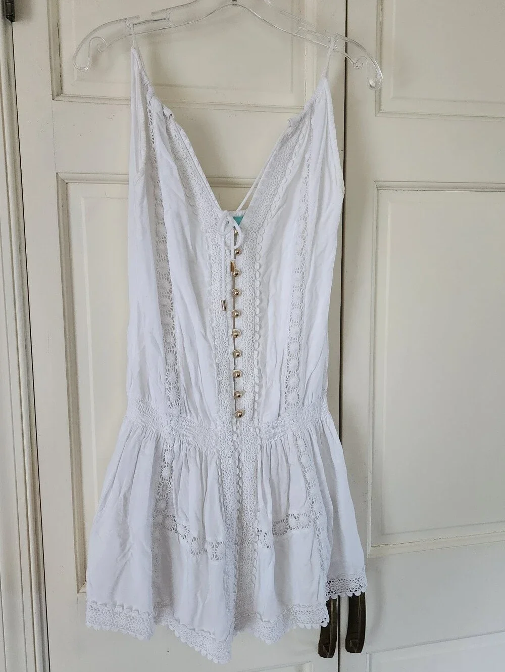 Melissa Odabash Ivory Lace-Trim Sleeveless Dress. - Picture 4 of 9